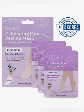 Celavi Lavender Oil Exfoliating Peeling 3 Pack Foot Mask for Three Treatments